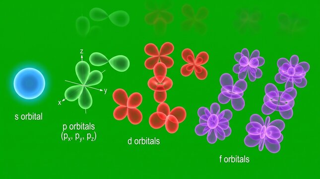 Electron orbital shapes diagram showing s p d and f energy levels