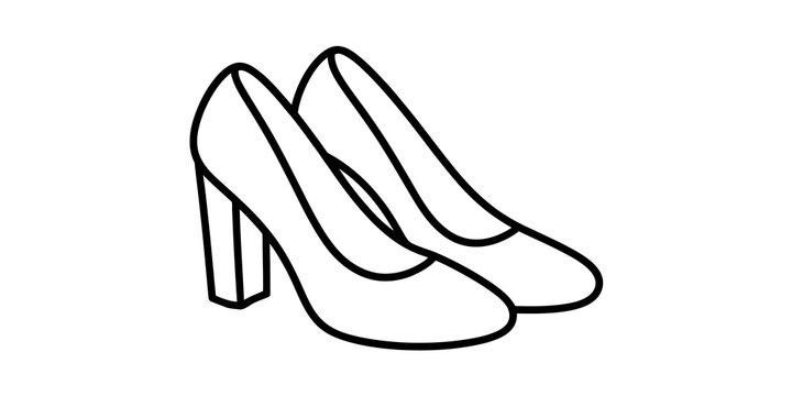 Pair of elegant high heel shoes line art icon