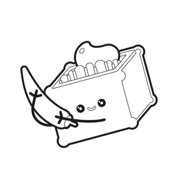 Cute cartoon tahu isi stuffed fried tofu with vegetable filling and peanut sauce, hugging green chili, kawaii face golden yellow flat vector illustration, Indonesian gorengan snack theme