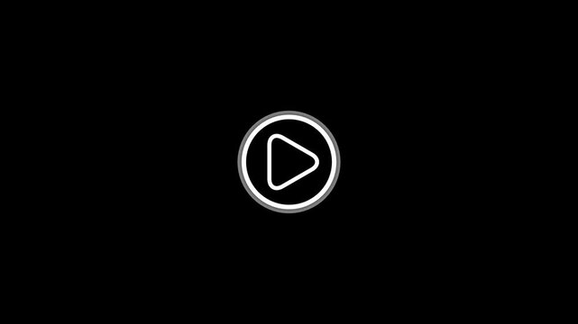 Play button icon animation, Minimalist play button icon animation with expanding circular ripples for digital media interfaces.