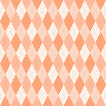 Argyle vector pattern. Argyle pattern. Orange argyle pattern. Seamless geometric pattern for clothing, wrapping paper, backdrop, background, gift card, sweater.