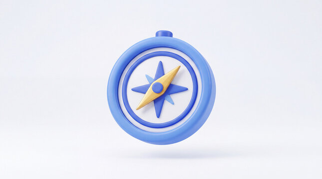 3D Navigation Compass Icon.