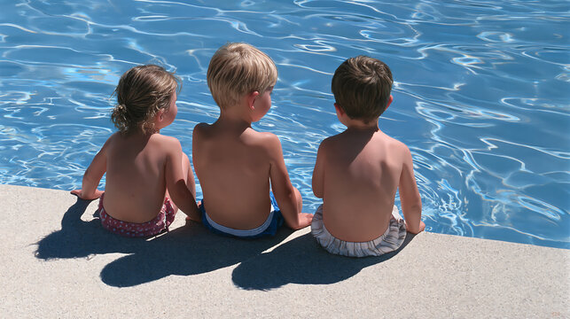 people young children swimming together in water and enjoying summer friendship childhood fun outdoor recreation happiness and memorable vacation moments