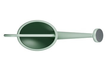 Sage green metal watering can, overhead view, isolated © Nithin