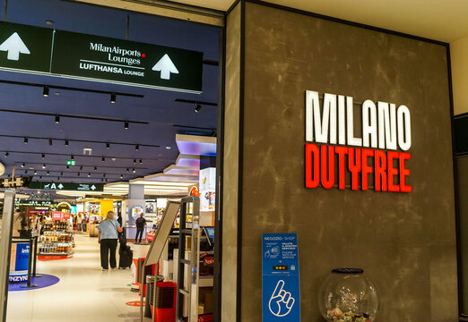 Malpensa, Italy - September 22, 2026: Interior of Milan Duty-Free Store inside Terminal 1 of Milan Malpensa International Airport. Milan, Italy