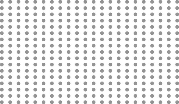 Seamless pattern with grey polka dots on white background. Repeatable halftone circle texture for modern graphic design. Minimalist vector surface for textiles, wrapping paper, and digital wallpapers.