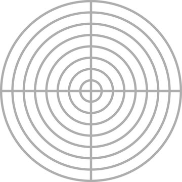Circular target grid with concentric rings and crosshairs. Simple grey vector bullseye graphic isolated on a white background. Professional design element for precision, accuracy, and goal concepts.