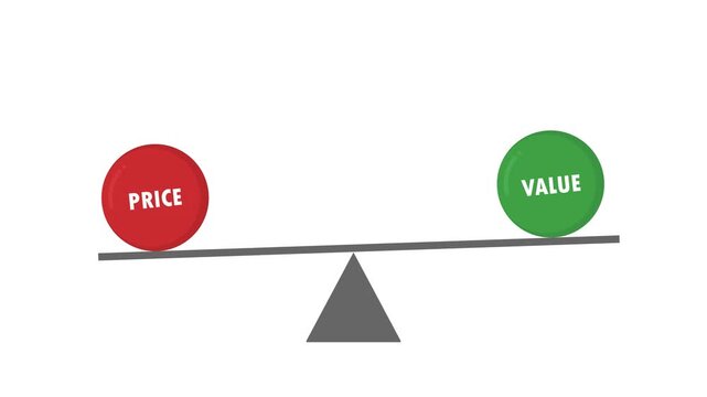 price vs value video animation comparison concept
