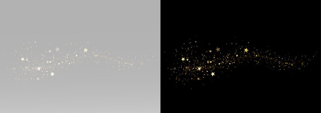 Elegant gold dust trail with scattered glitter and subtle luminous sparkles