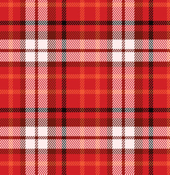 Seamless red plaid pattern fabric textile background