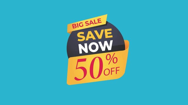 Big sale save now 50 percent off promotional discount badge