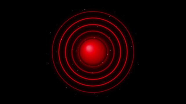 Red soundwave radar pulsing on black background in clean modern science fiction visual style.