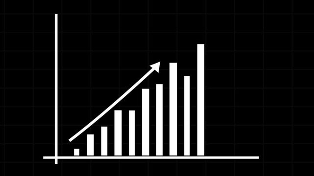 Business graph chart with growing business concept, profit increasing to future target icon animation, growing business up conception white background. 4k