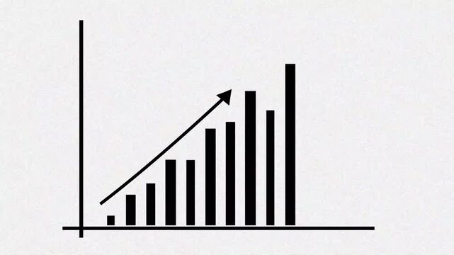 Business graph chart with growing business concept, hi-tech style technology chart with a grid, arrows axis, 4k animation, Going up business graph concept on white background.