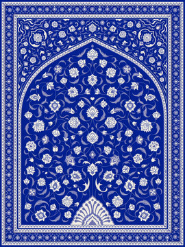 Traditional islamic floral pattern in arch shape