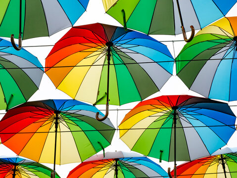 background of multi-coloured umbrellas