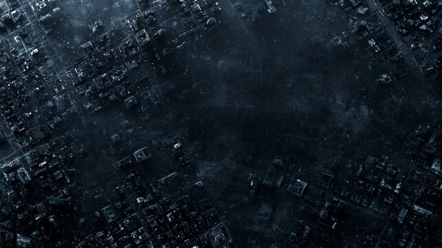 Aerial View of Dark Dystopian Cityscape at Night