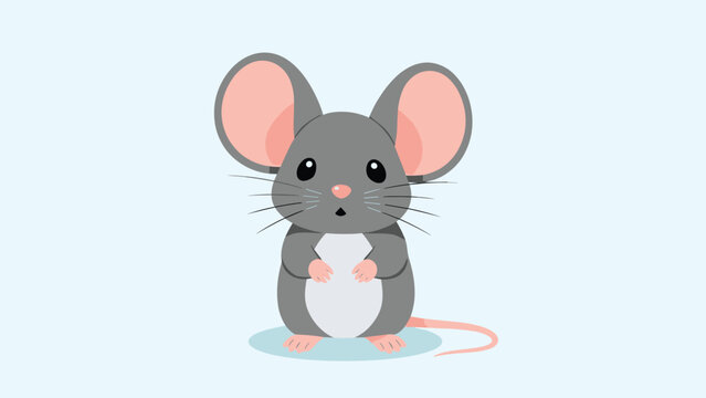 Adorable cartoon mouse with big ears and a friendly expression, featuring soft grey and pink colors, perfect for children's designs and animal themes.