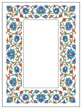Floral ornamental frame with lotus flowers
