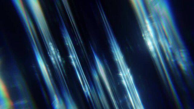 Cinematic animation of glowing blue light streaks moving rapidly with optical flare effect. Ideal abstract backdrop, futuristic technology motion overlay, and dynamic fast speed visual.