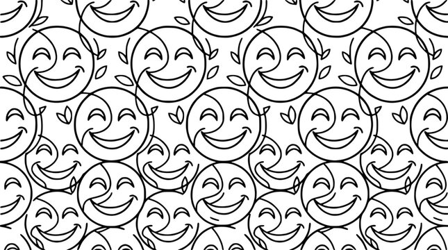 Joyful Smiley Face Pattern Isolated