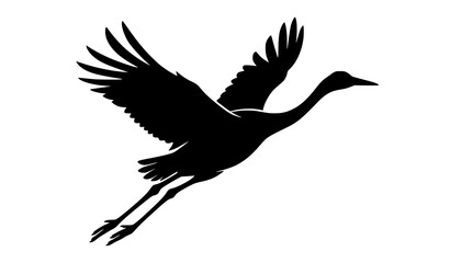 Obraz premium Black Flying Crane Bird Silhouette Isolated Vector Illustration