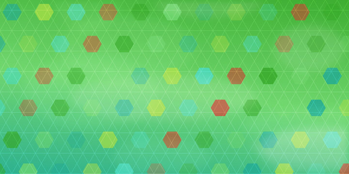 Abstract green background with colorful hexagon pattern design