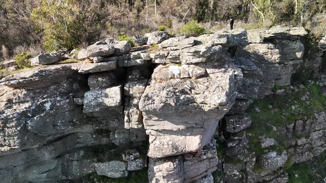 The Balconies, Grampians National Park, Halls Gap, Victoria, Australia &ndash; 4K aerial drone view of iconic sandstone cliffs, dramatic mountain ranges, forested valleys and rugged wilderness