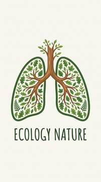 Tree of Life Lungs Symbol Healthy Breathing Green Ecology Natures Breath Concept