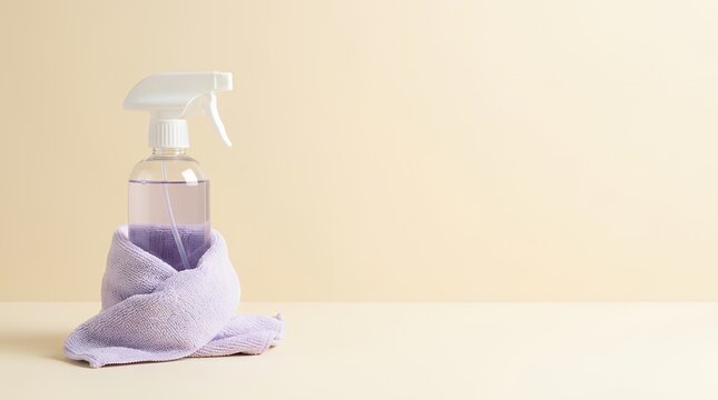 掃除用スプレーボトルとマイクロファイバークロス