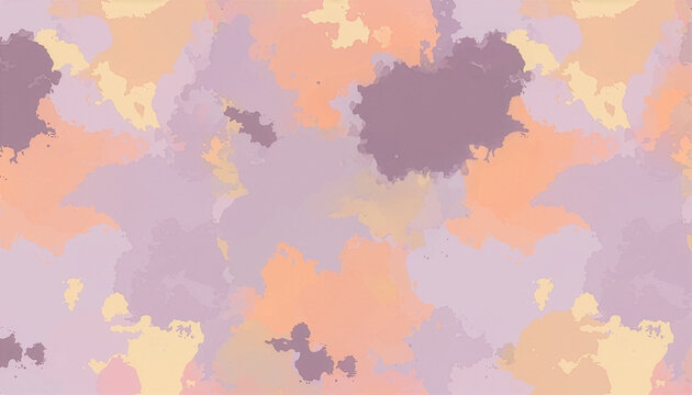 パープルやオレンジ、イエロー色の水彩のにじみが広がる抽象的な背景　Background Where Watercolor Bleeds in Purple, Orange, and Yellow Spread Abstractly