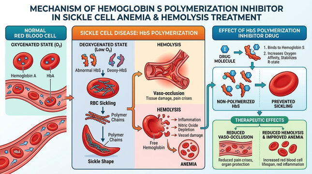 Sickle Cell Anemia Mechanism and Treatment Hemoglobin Polymerization Inhibitor Explained