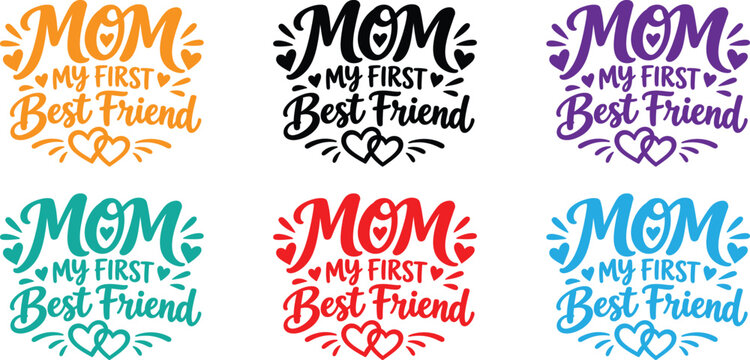 Colorful watercolor typography designs celebrating motherhood and the bond with mothers