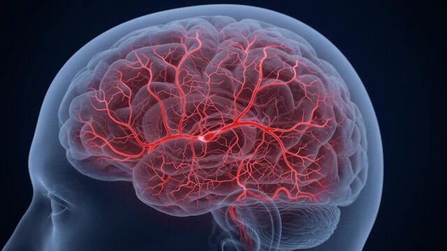 3D illustration of brain tumor and dopaminergic degeneration for medical education and neurology study