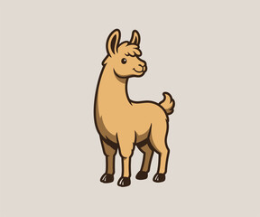 Fototapeta premium Cute Llama Illustration Standing on Plain Background Digital Art Profile
