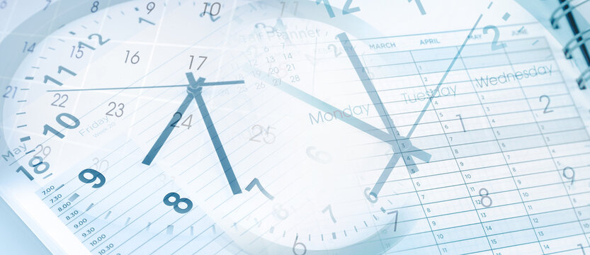 Clocks and calendars blue composite