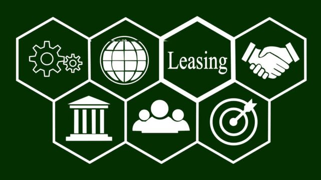 Businessman pressing a Business leasing concept.on green background.HD video Animation ..