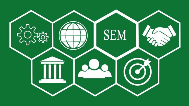Businessman pressing a Business sem concept.on green background.HD video Animation ..
