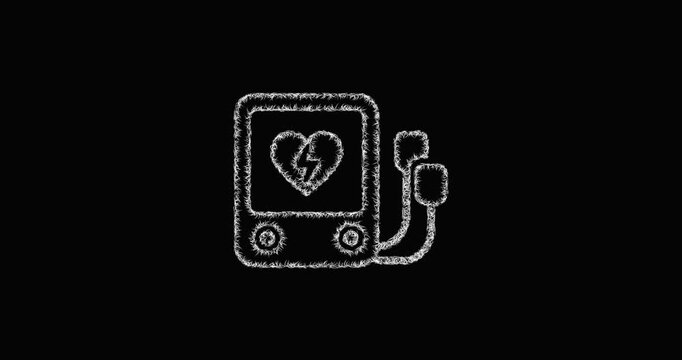 Sketch defibrillator icon animation - smooth progressive reveal