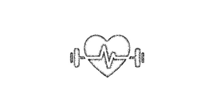 Sketch heart fitness icon animation - smooth progressive reveal