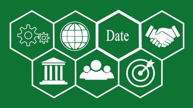 Businessman pressing a Business date concept.on green background.HD video Animation ..