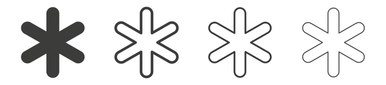 Asterisk icon flat outline in black