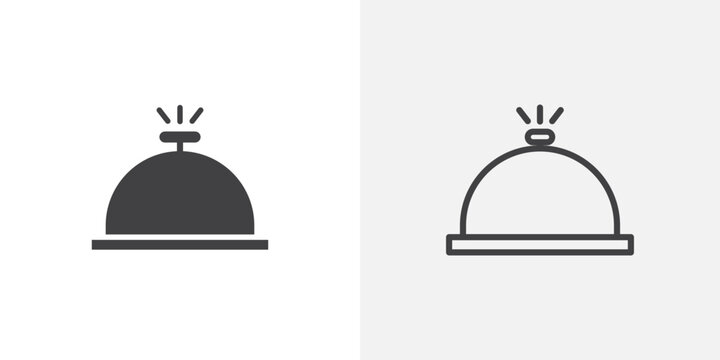 Bell concierge icon flat outline in black