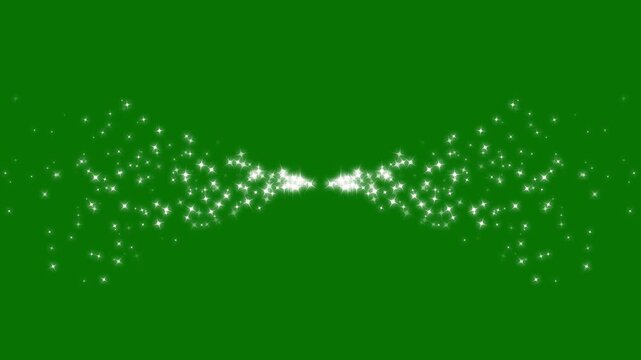 Luxury white glitter light circle trail, fast glittering star lines, sparkling starry vector line, pixie star particles and shining star shine overlay in 4k on green screen.