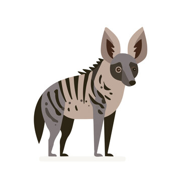 2D flat vector graphic of a Aardwolf in icon style, isolated on white background