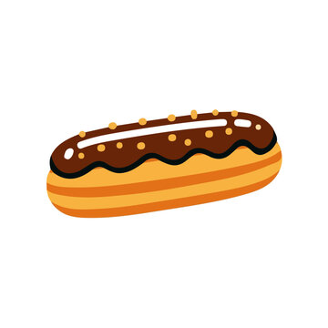 Flat-design 2D vector artwork of a Eclair, styled as an icon and isolated against white background