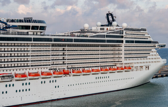 Civitavecchia, Italy - September 18, 2026: Luxury cruise ship MSC Divina of the company MSC Cruises moored at the port of Civitavecchia, Italy