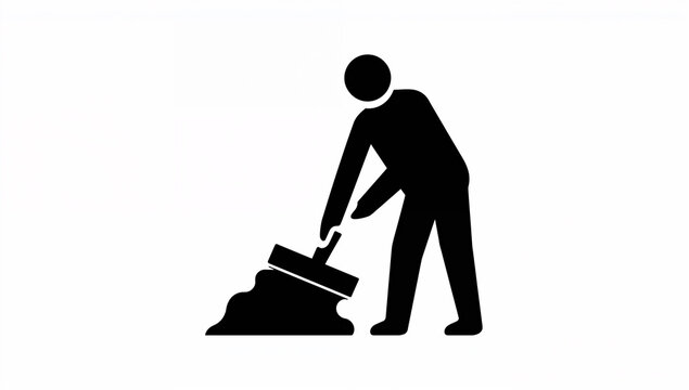 こてで壁を仕上げる左官職人の黒いアイコン