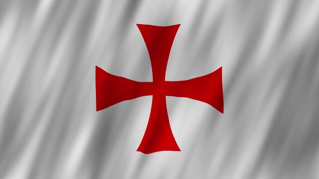 Knights Templar flag waving in the wind 4K animation background