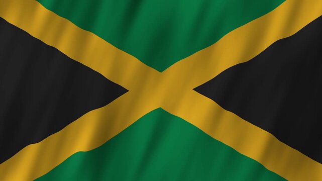 Jamaica flag waving in the wind 4K animation background